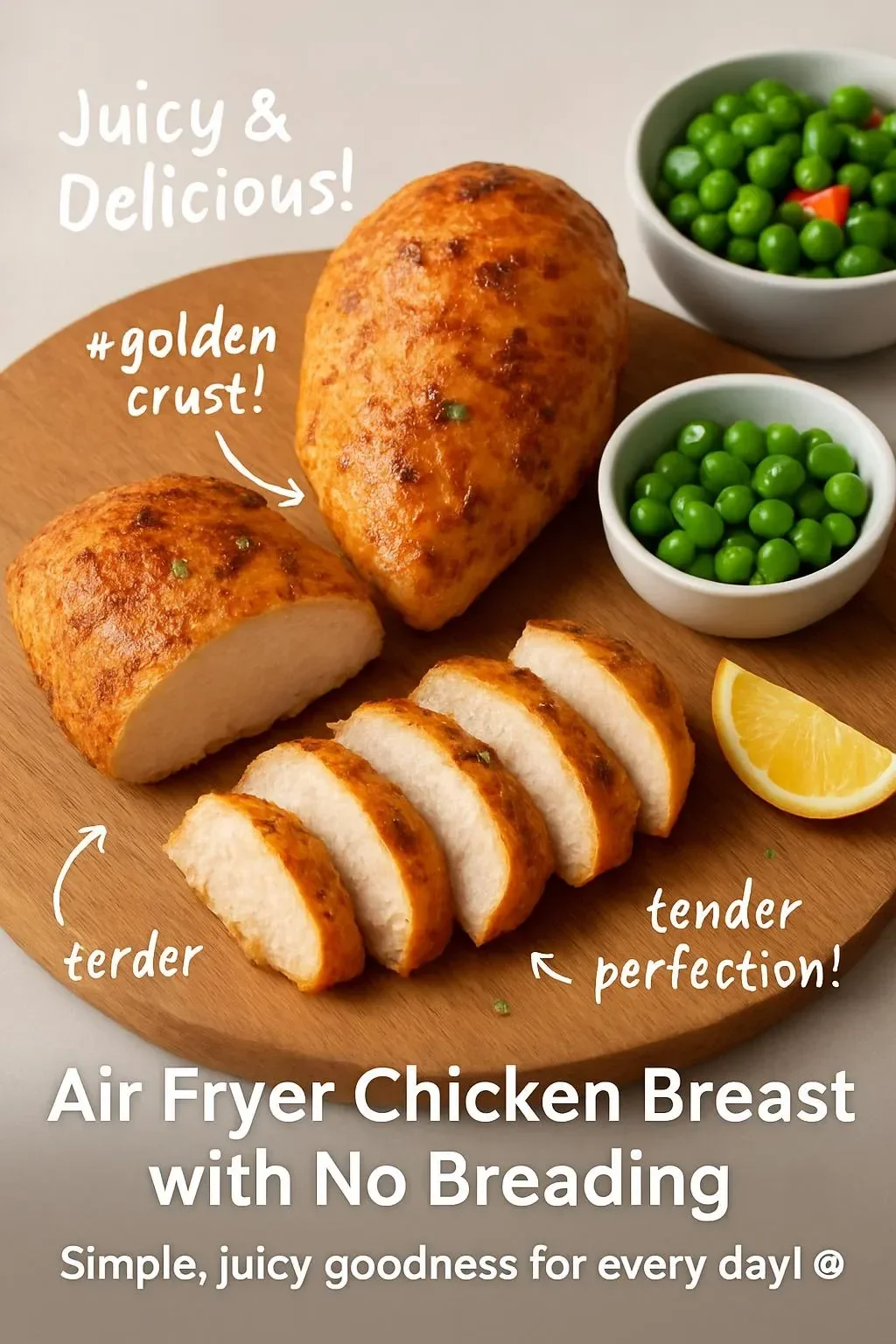 Air Fryer Chicken Breast recipe with no breading, healthy and delicious meal option
