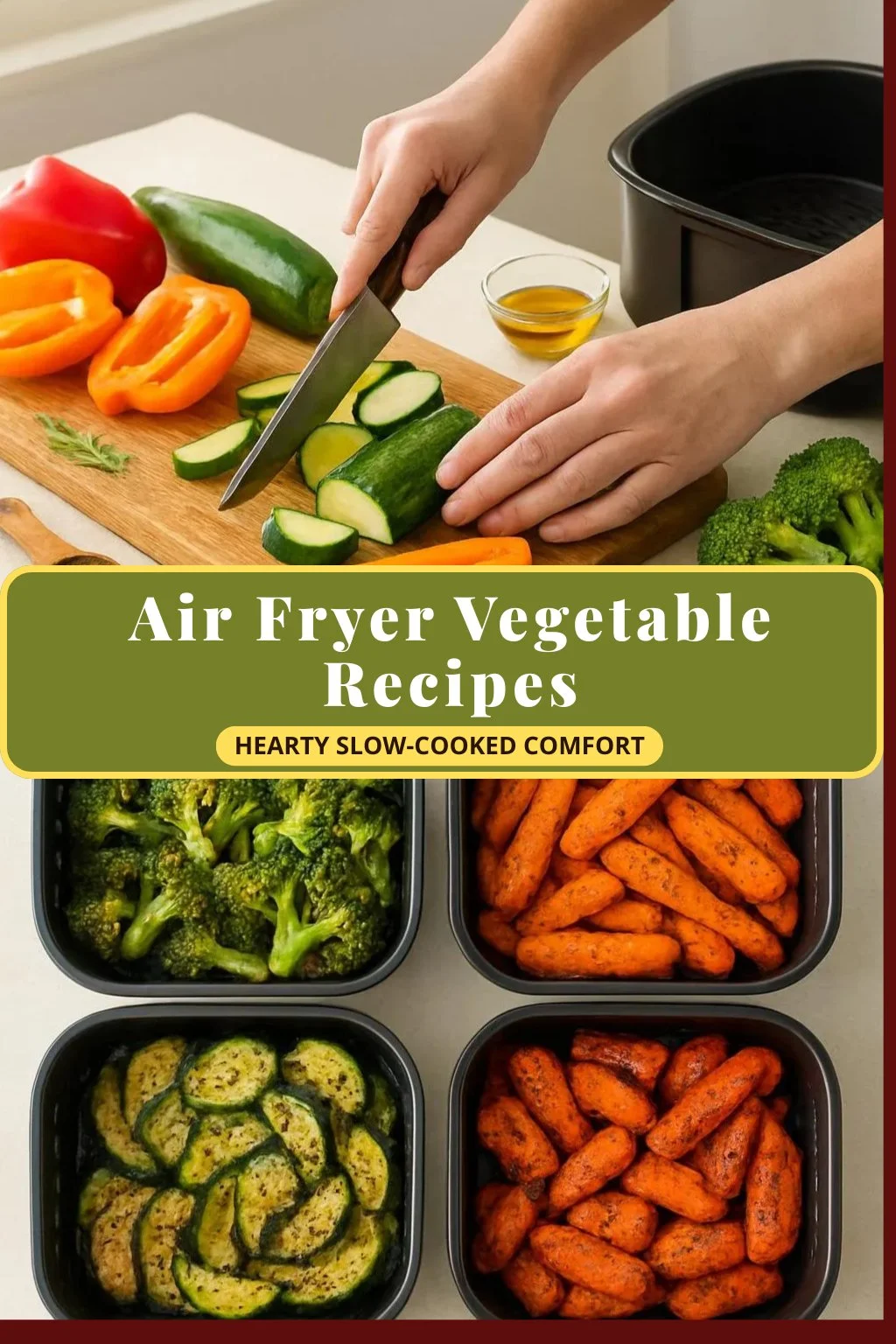 A variety of colorful air-fried vegetables served in a bowl.