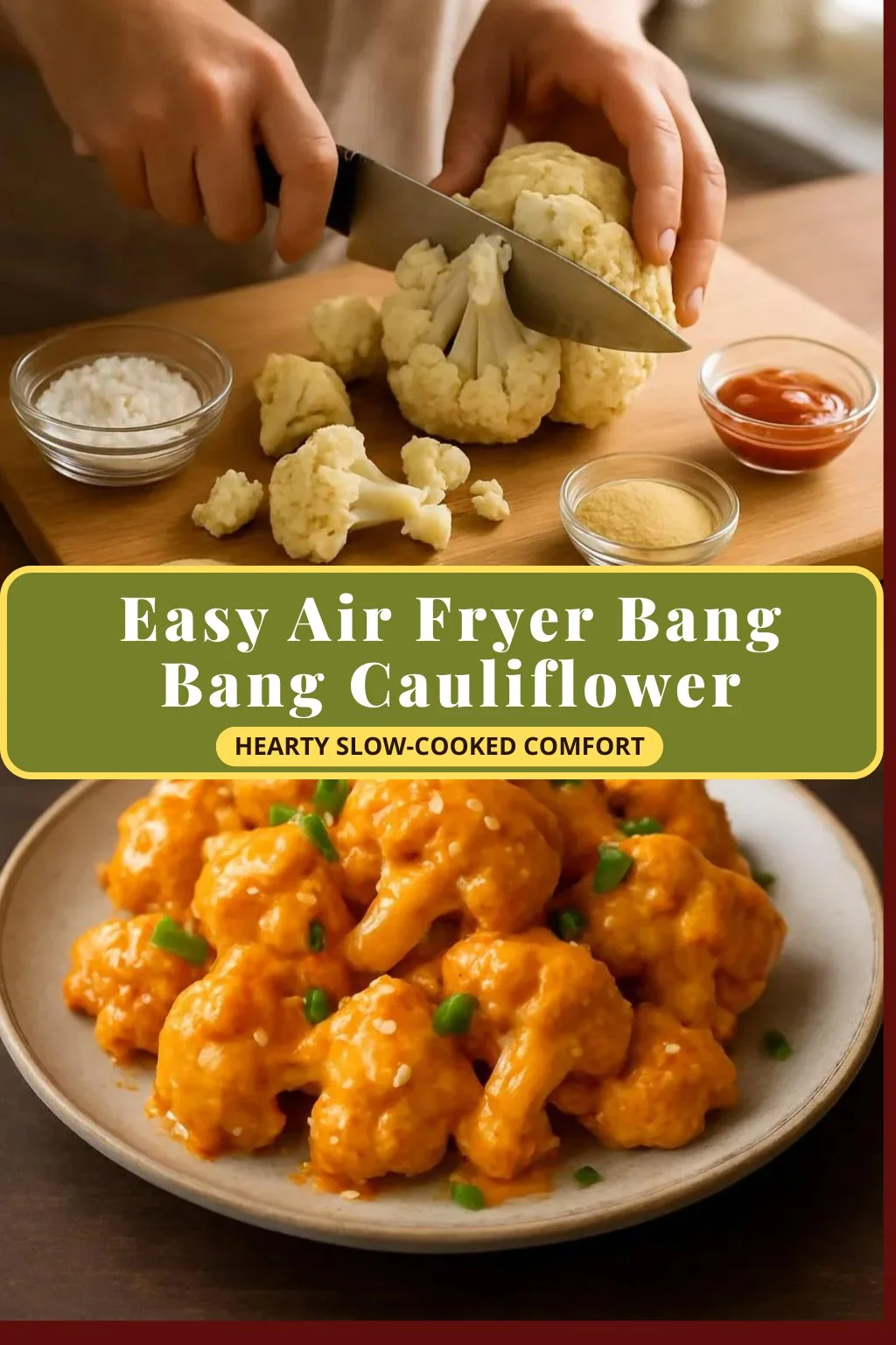 Easy Air Fryer Bang Bang Cauliflower dish served on a plate