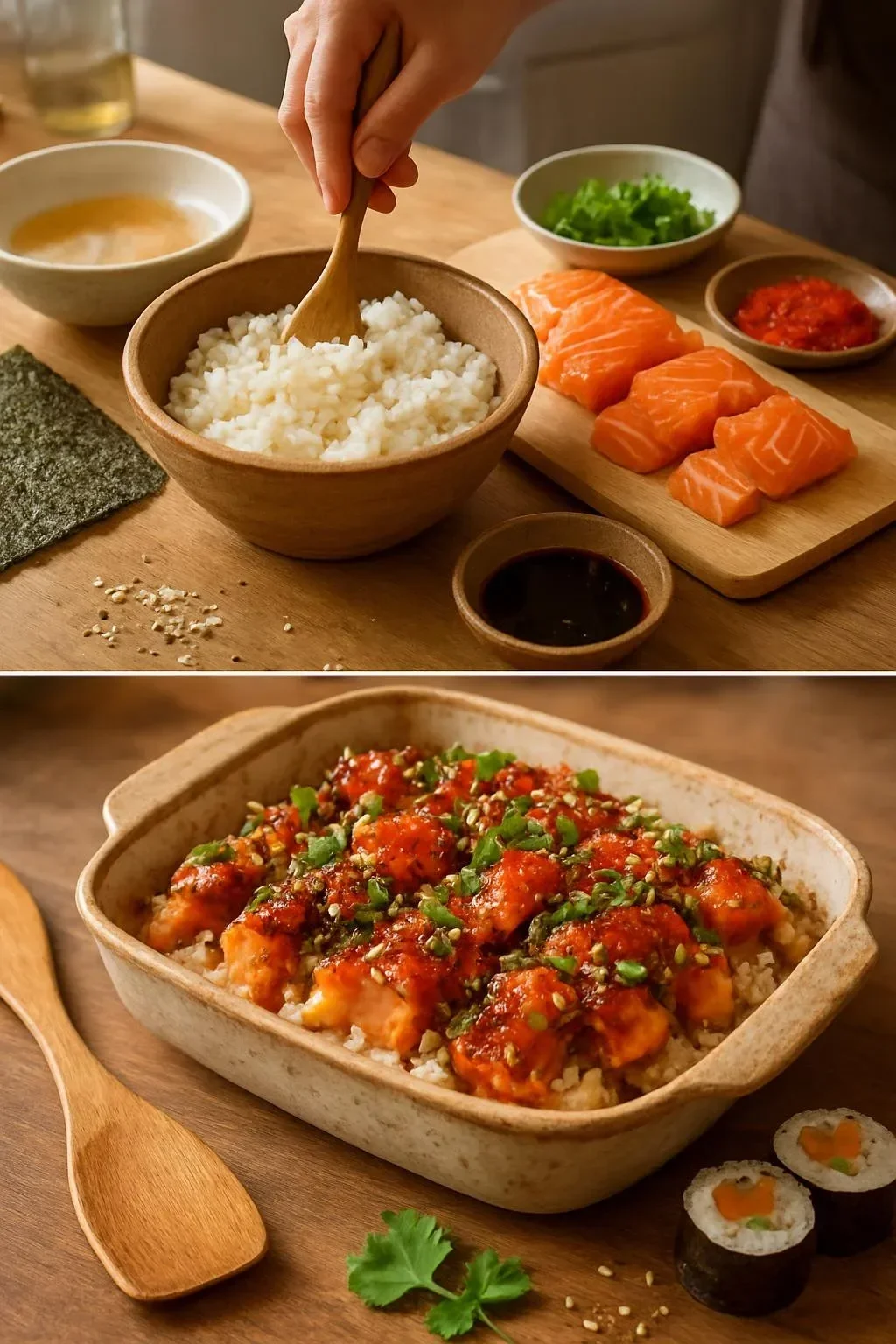 Spicy Salmon Sushi Bake Recipe