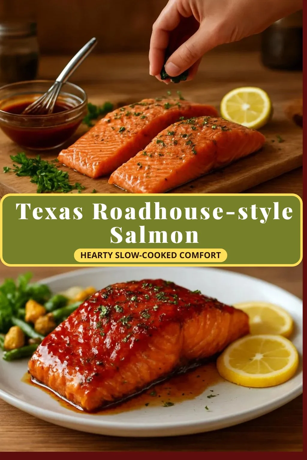 Delicious Texas Roadhouse-style salmon dish served with herbs and lemon