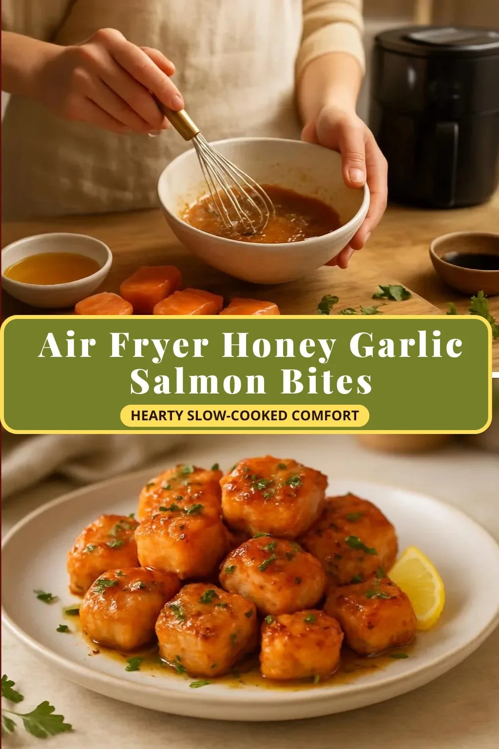 Air Fryer Honey Garlic Salmon Bites