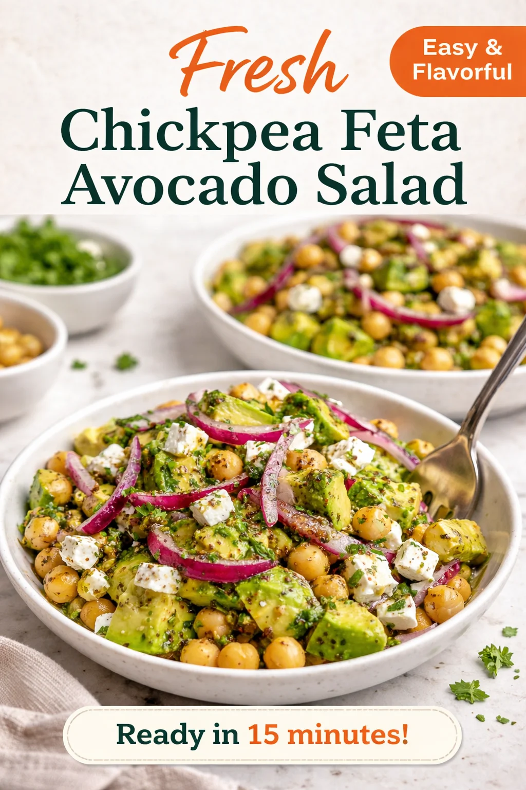 Chickpea Feta Avocado Salad
