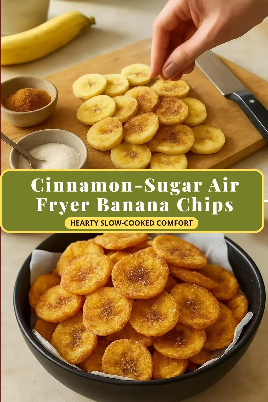Cinnamon-Sugar Air Fryer Banana Chips