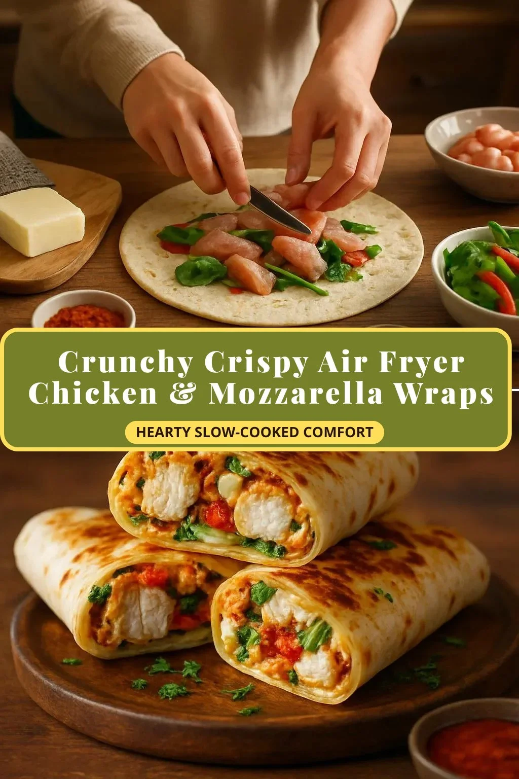 Crunchy Crispy Air Fryer Chicken & Mozzarella Wraps