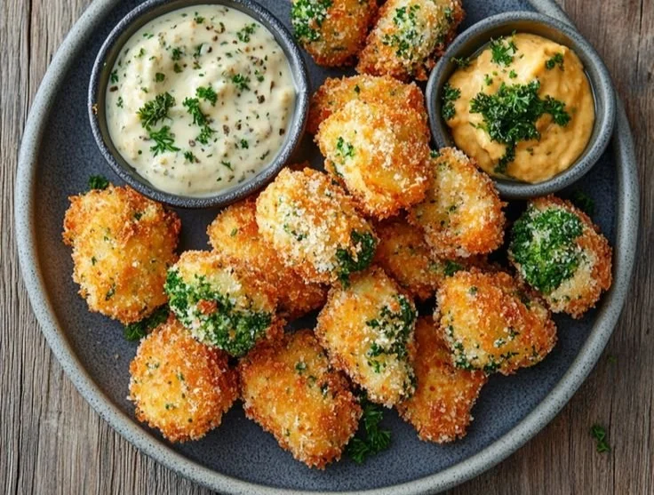 Garlic Parmesan Broccoli Bites served on a plate