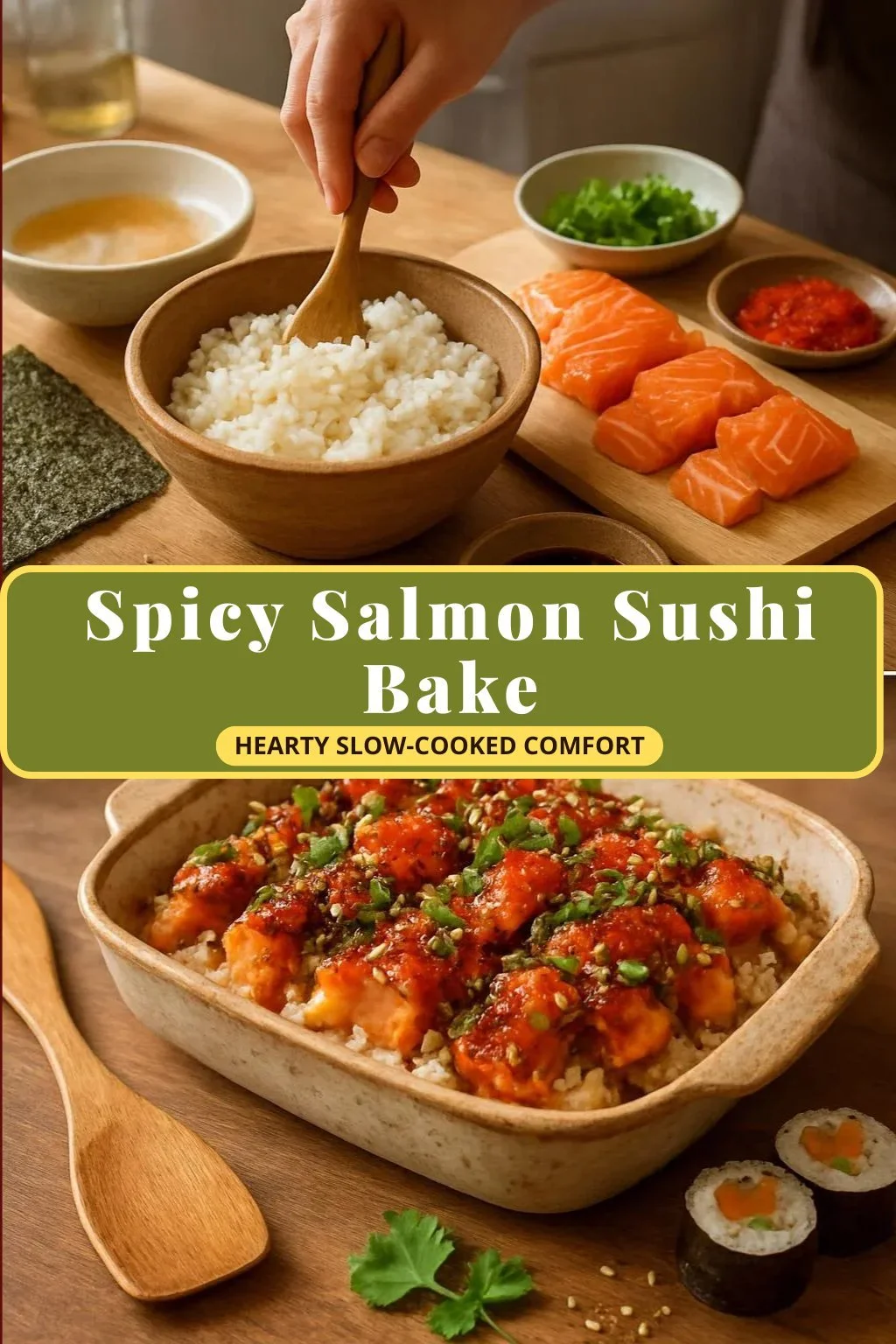Spicy Salmon Sushi Bake