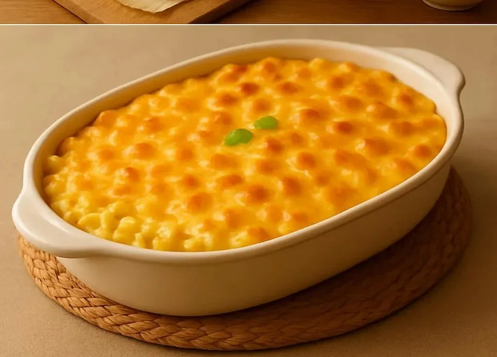 Creamy Southern baked mac and cheese in a casserole dish