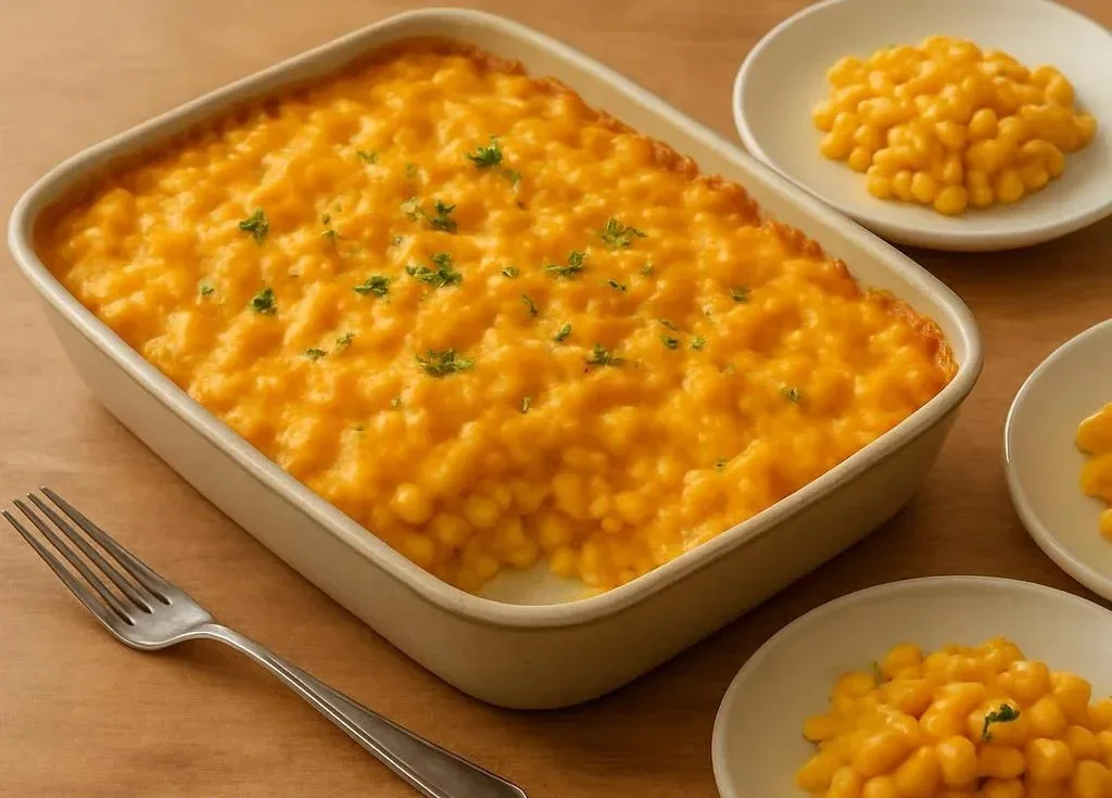 Delicious homemade baked mac and cheese topped with golden breadcrumbs.