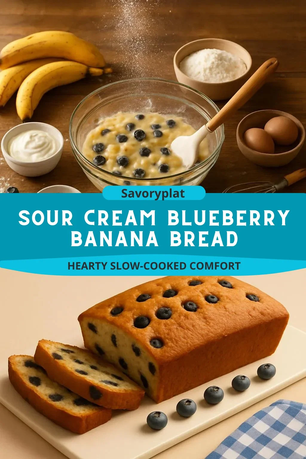 Sour Cream Blueberry Banana Bread