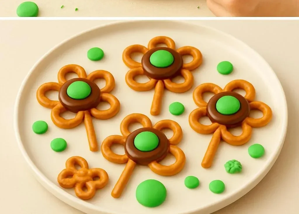 A variety of St. Patrick's Day treats including green desserts and festive snacks.