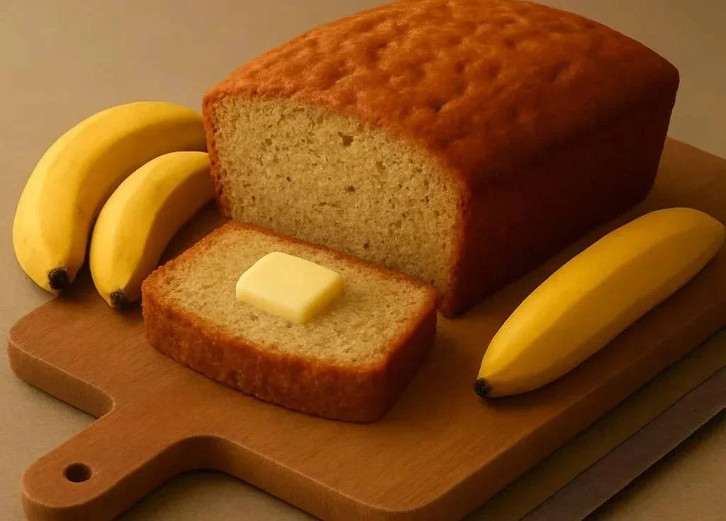 Delicious slice of the world's best banana bread topped with nuts